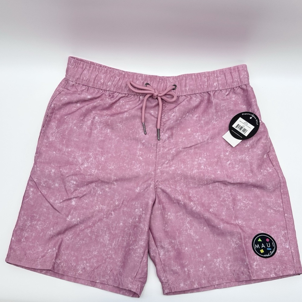 Maui & Sons Swim Short Mens Small, Color Rose, MSRP $50